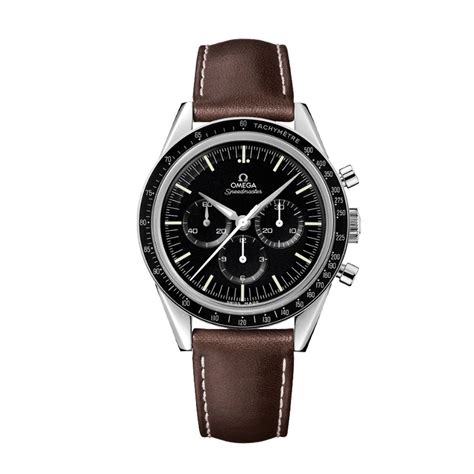 omega speedmaster moonwatch men's brown leather strap watch